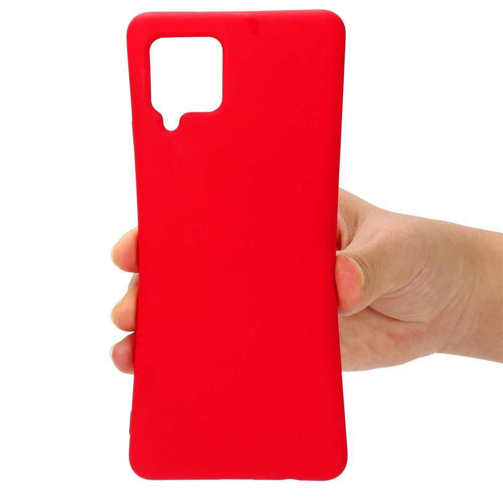 Liquid Silicone Soft Cover Case with Handy Strap for Samsung Galaxy F62/M62 - Red
