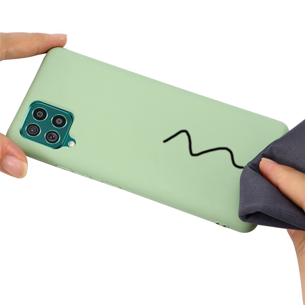 Liquid Silicone Soft Cover Case with Handy Strap for Samsung Galaxy F62/M62 - Green