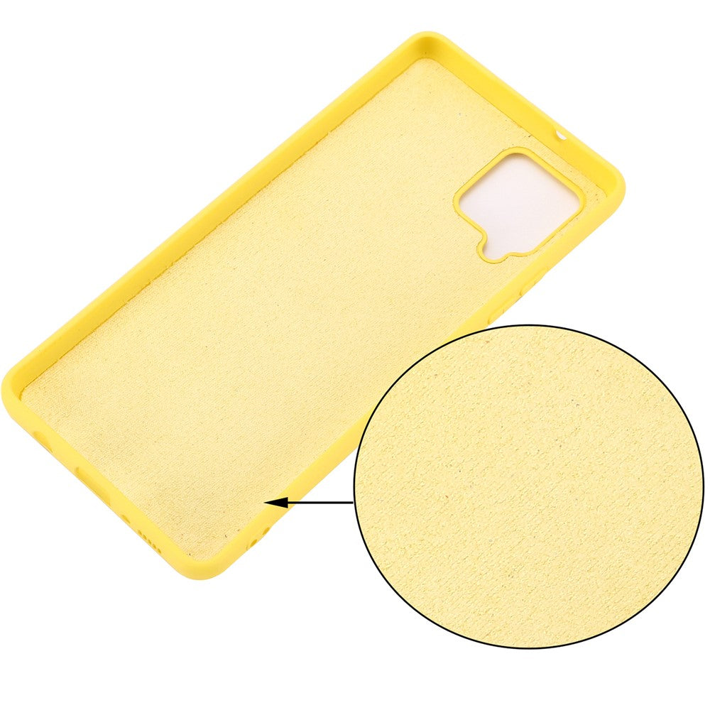 Liquid Silicone Soft Cover Case with Handy Strap for Samsung Galaxy F62/M62 - Yellow