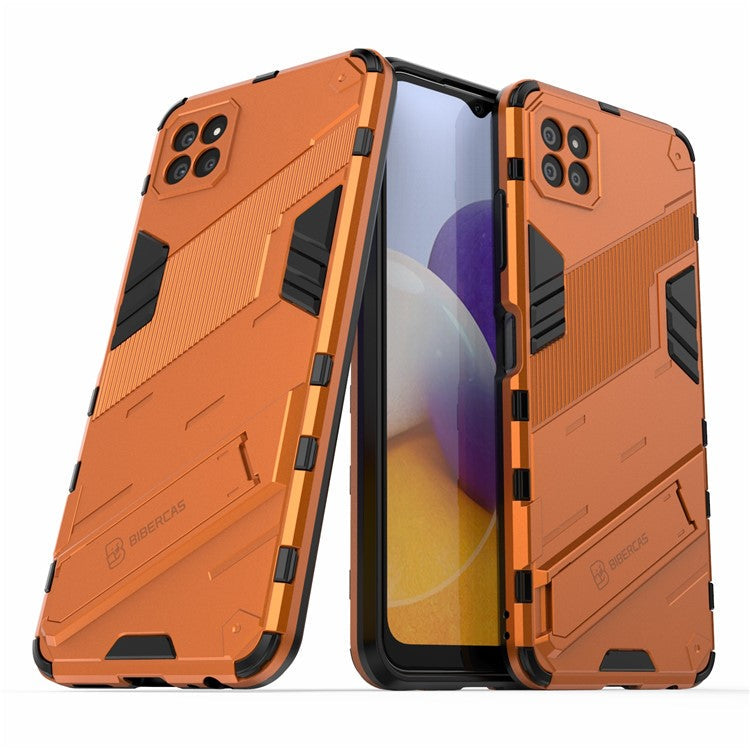 Foldable Kickstand PC + TPU Hybrid Phone Cover Back Case for Samsung Galaxy A22 5G (EU Version) - Orange