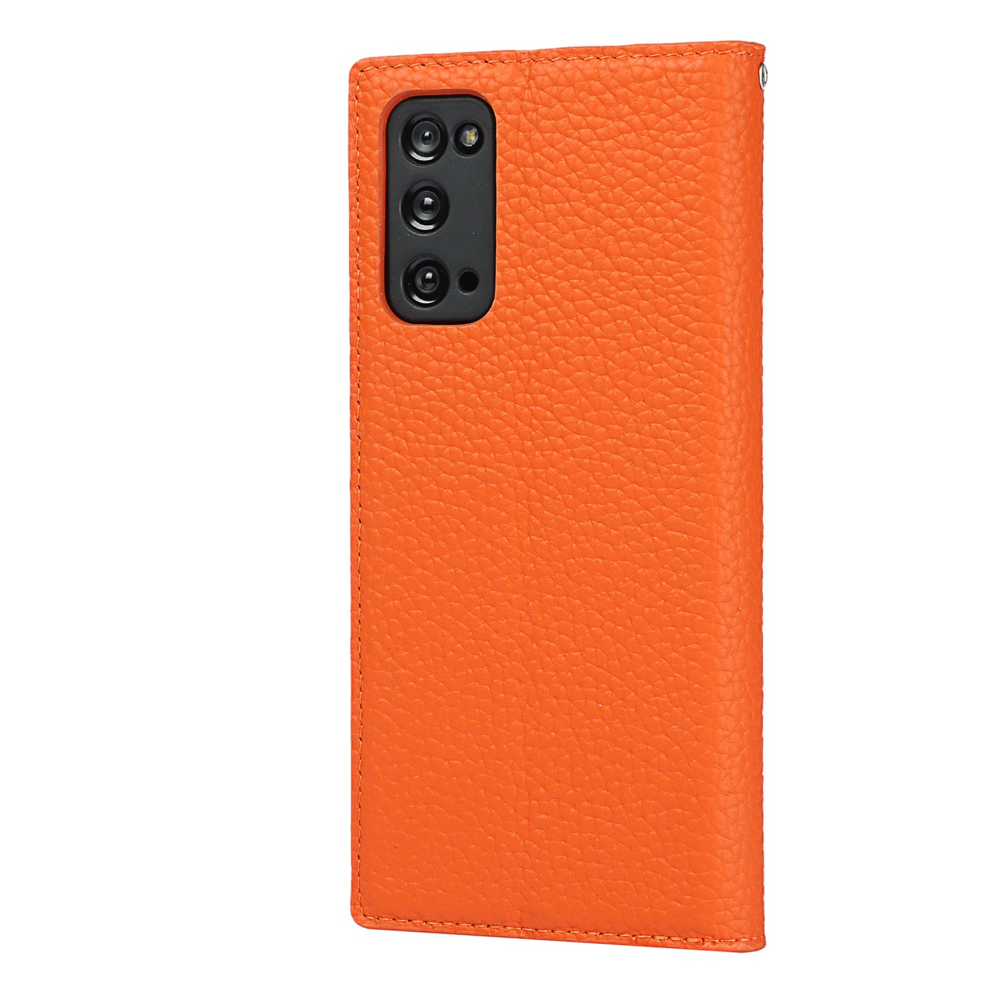 Litchi Texture Stand Genuine Leather Case with Strap for Samsung Galaxy S20 FE/S20 FE 5G/S20 Lite/S20 FE 2022 - Orange
