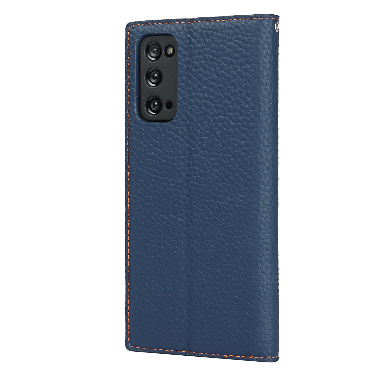 Litchi Texture Stand Genuine Leather Case with Strap for Samsung Galaxy S20 FE/S20 FE 5G/S20 Lite/S20 FE 2022 - Dark Blue
