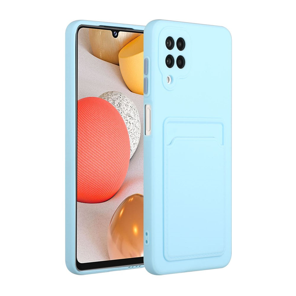 Soft TPU Phone Case Card Slot Cover for Samsung Galaxy M12 - Baby Blue