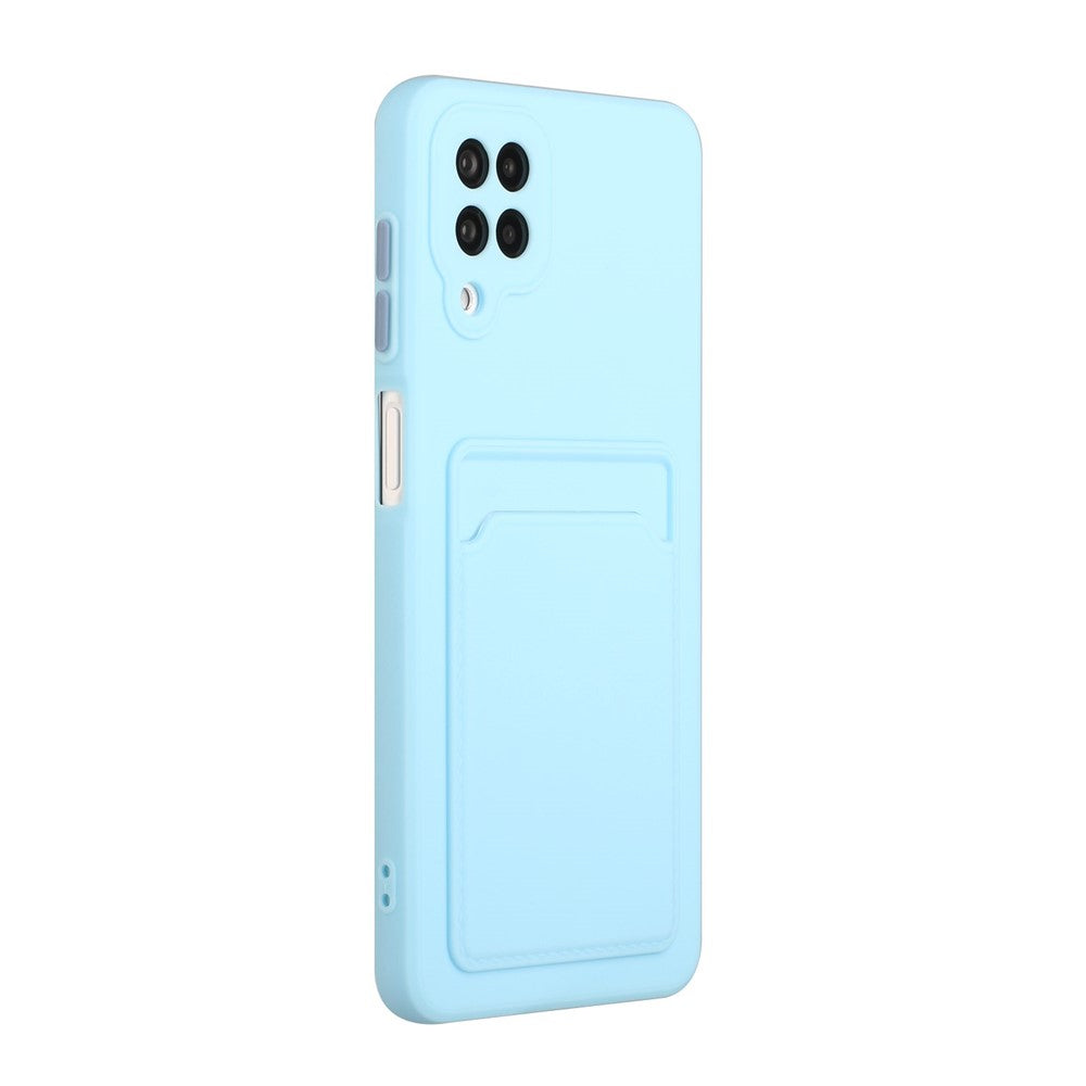 Soft TPU Phone Case Card Slot Cover for Samsung Galaxy M12 - Baby Blue
