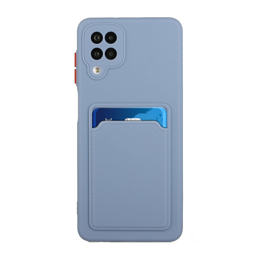 Soft TPU Phone Case Card Slot Cover for Samsung Galaxy M12 - Blue