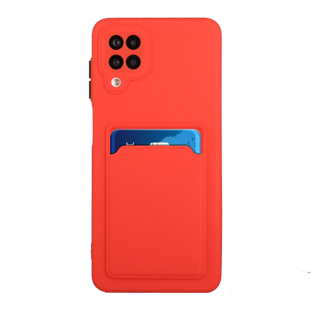 Soft TPU Phone Case Card Slot Cover for Samsung Galaxy M12 - Red