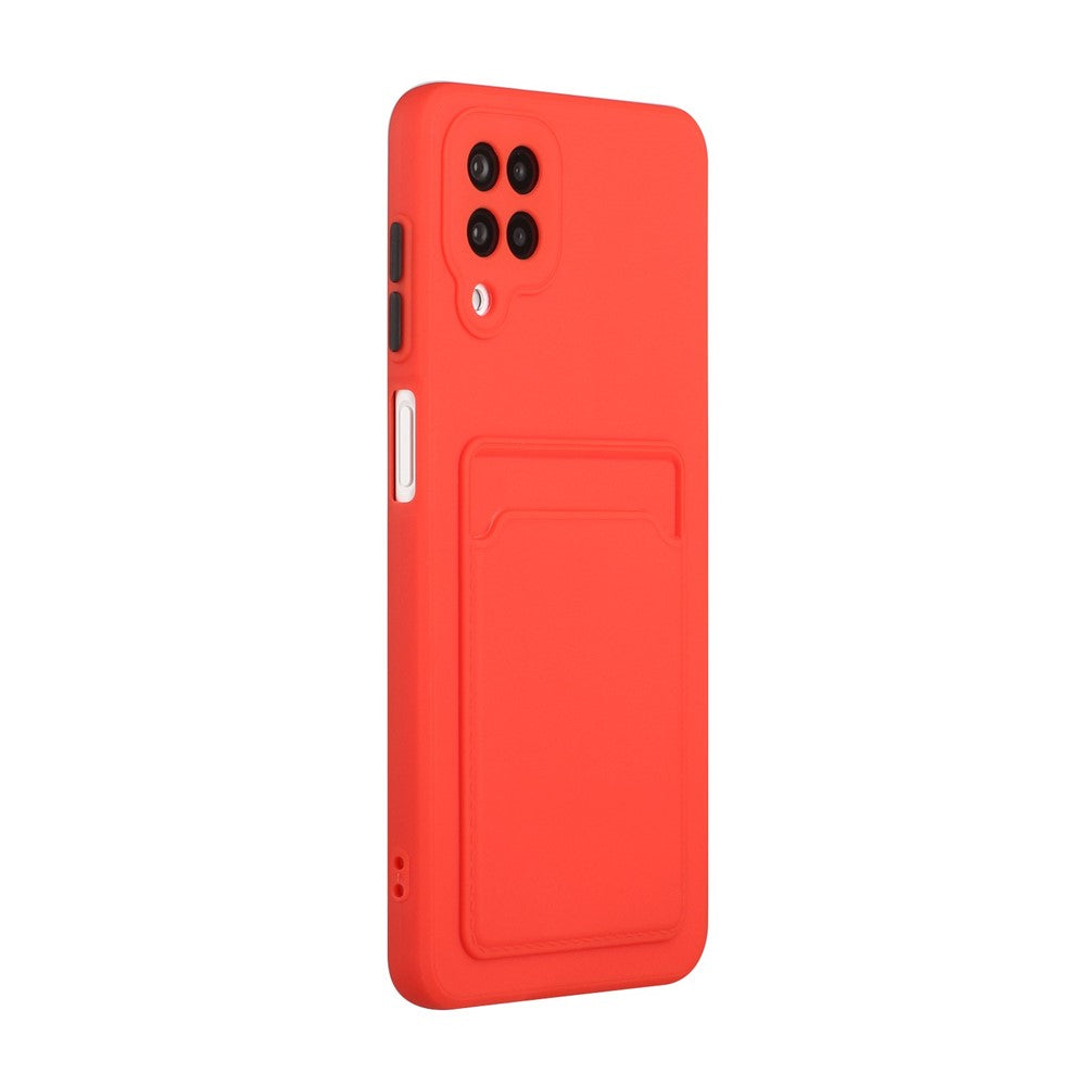 Soft TPU Phone Case Card Slot Cover for Samsung Galaxy M12 - Red