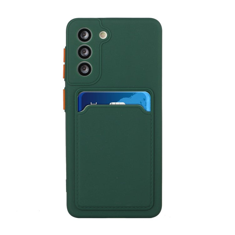 Soft TPU Phone Case Cover with Card Slot for Samsung Galaxy S21+ 5G - Dark Green
