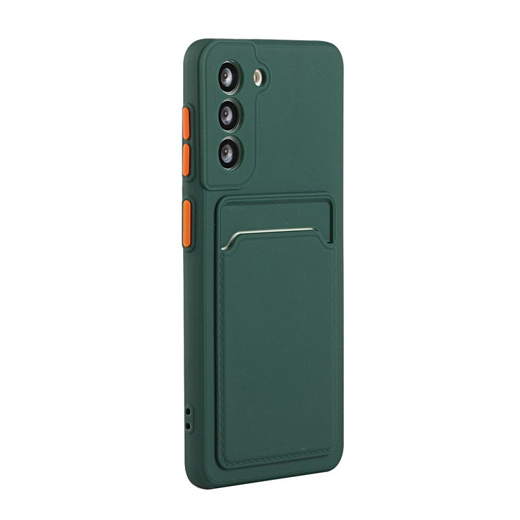 Soft TPU Phone Case Cover with Card Slot for Samsung Galaxy S21+ 5G - Dark Green