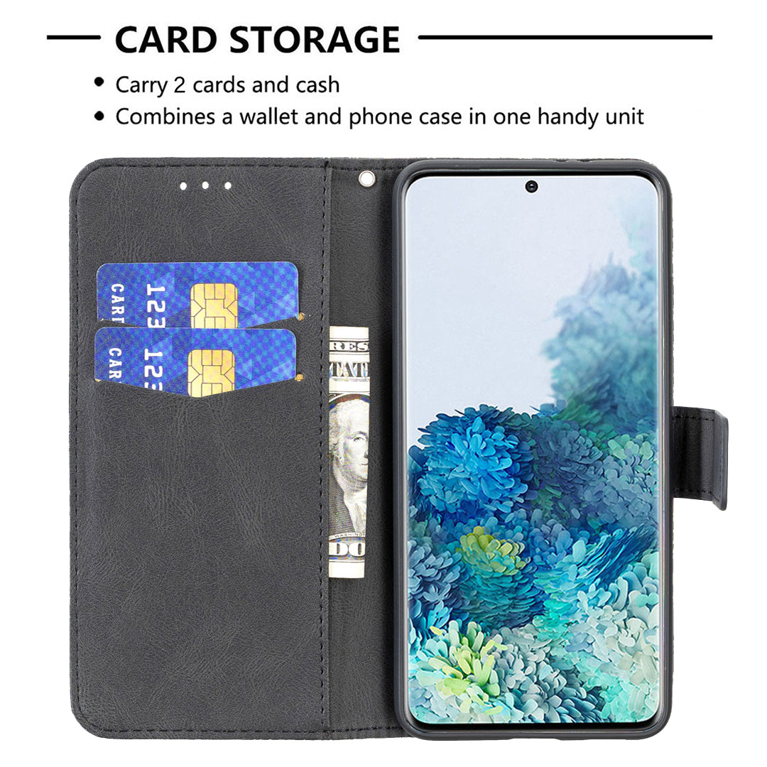 For Samsung Galaxy S20 Plus 4G / 5G Phone Case PU Leather Imprinted Butterfly Pattern Wallet Stand Phone Cover - Black