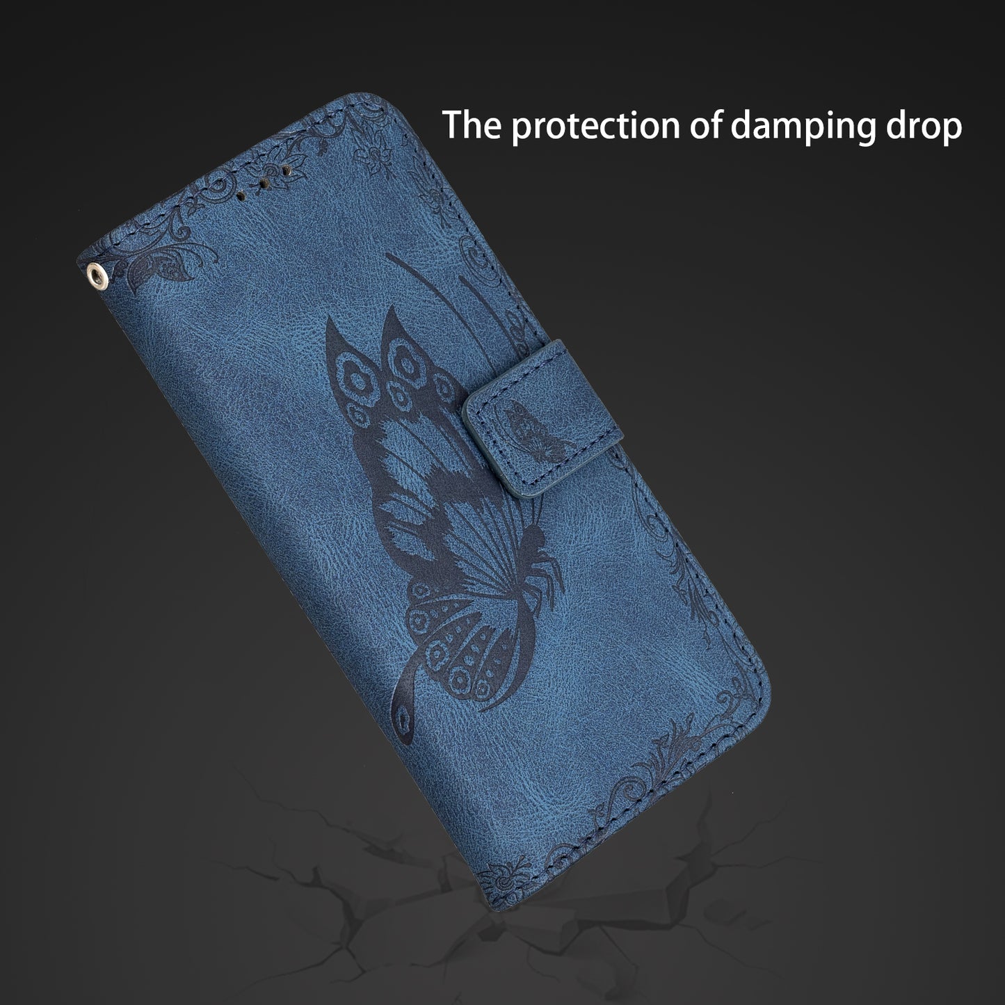 For Samsung Galaxy S20 Plus 4G / 5G Phone Case PU Leather Imprinted Butterfly Pattern Wallet Stand Phone Cover - Blue
