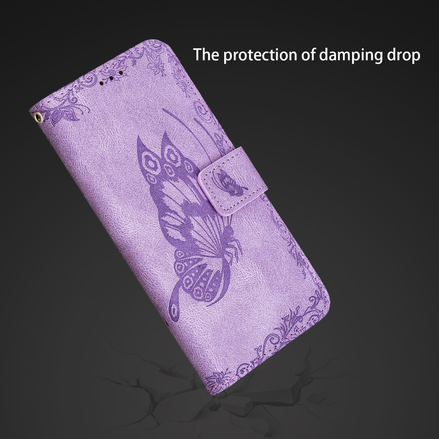 Imprint Butterfly Flower Leather Wallet Shell Cover for Samsung Galaxy S20 Ultra - Purple