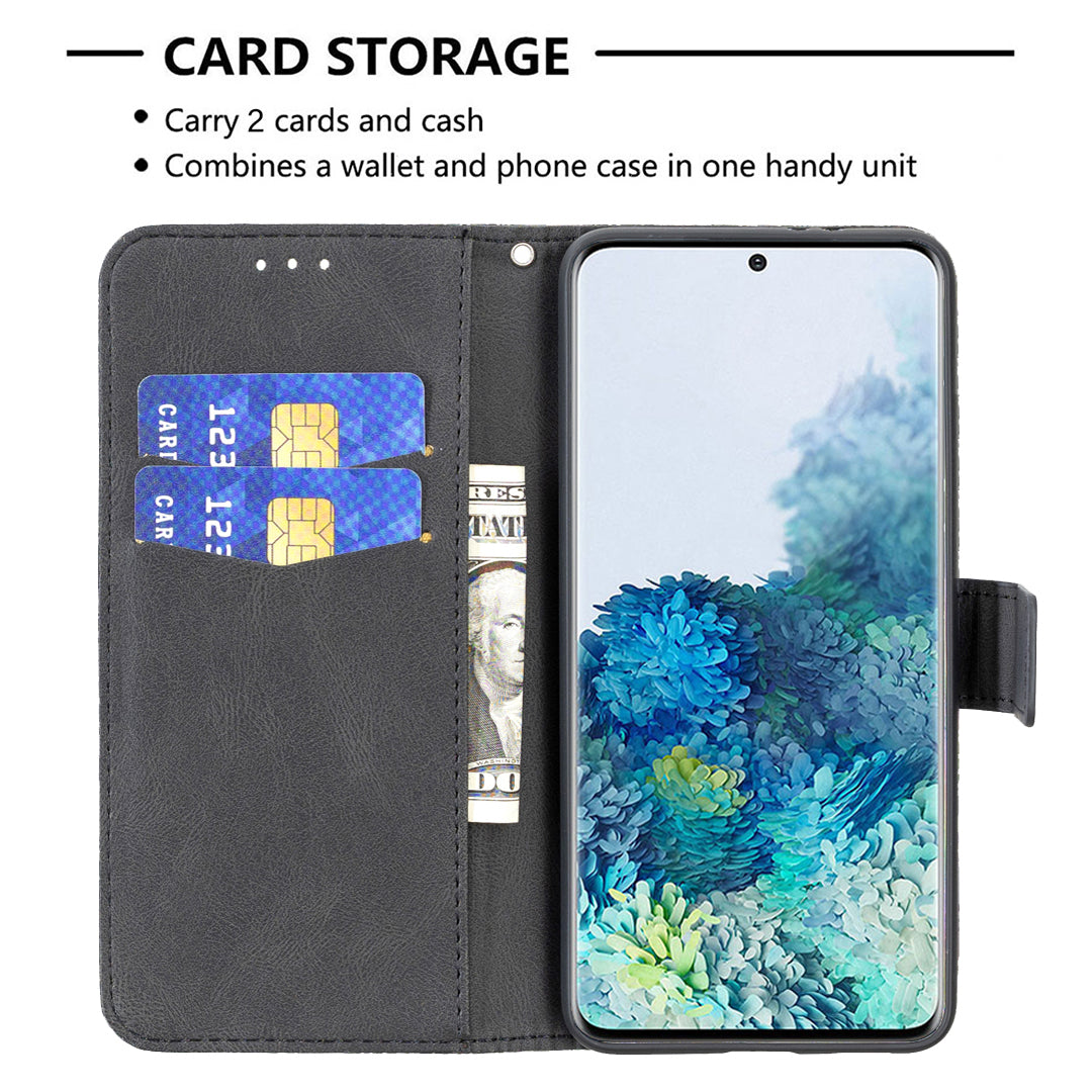 Imprint Butterfly Flower Leather Wallet Shell Case for Samsung Galaxy S20 4G/S20 5G - Black