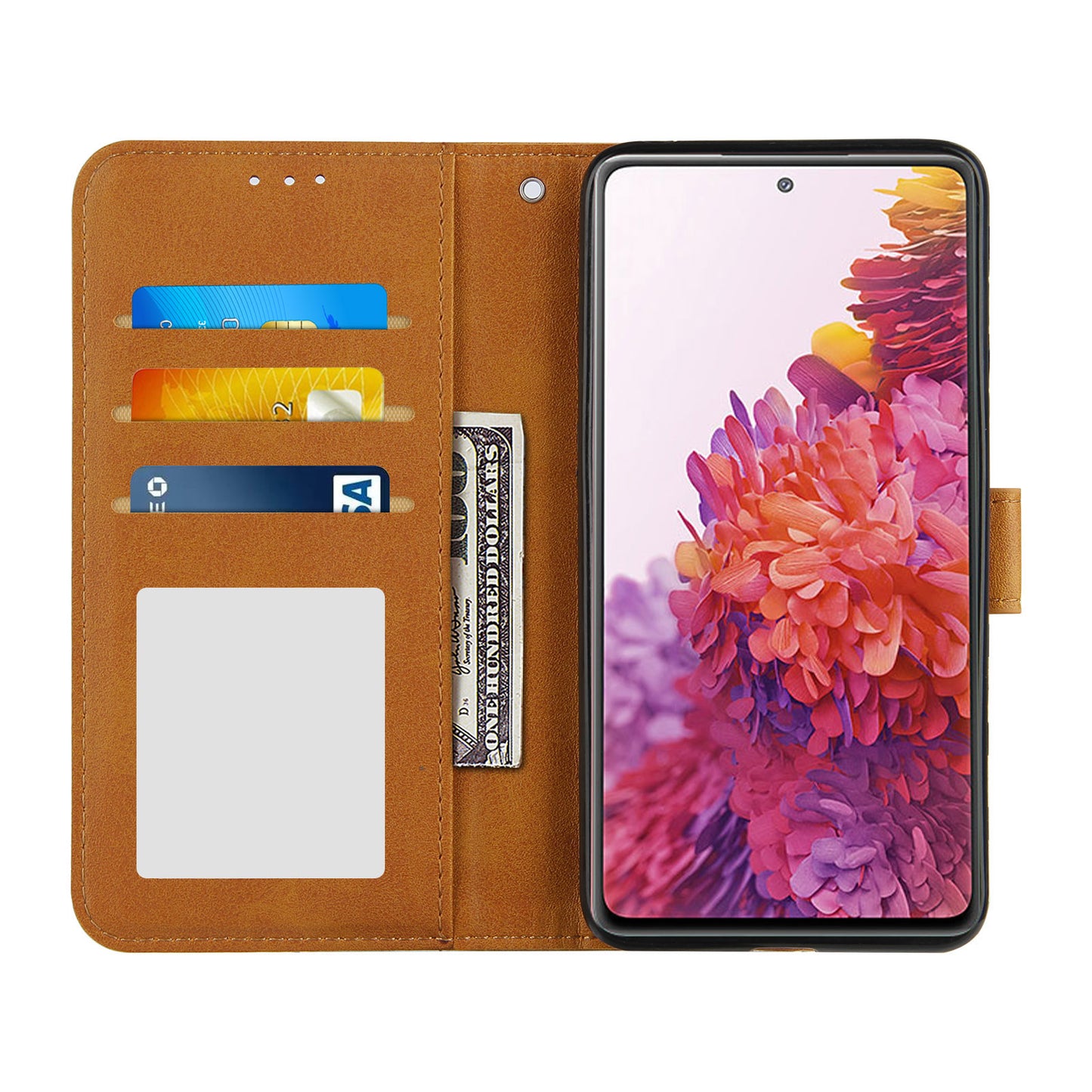 Full Protection Wallet Stand Design Concise Splicing Leather Phone Cover Case with Strap for Samsung Galaxy S20 FE 2022/S20 FE 4G/S20 FE 5G/S20 Lite - Brown