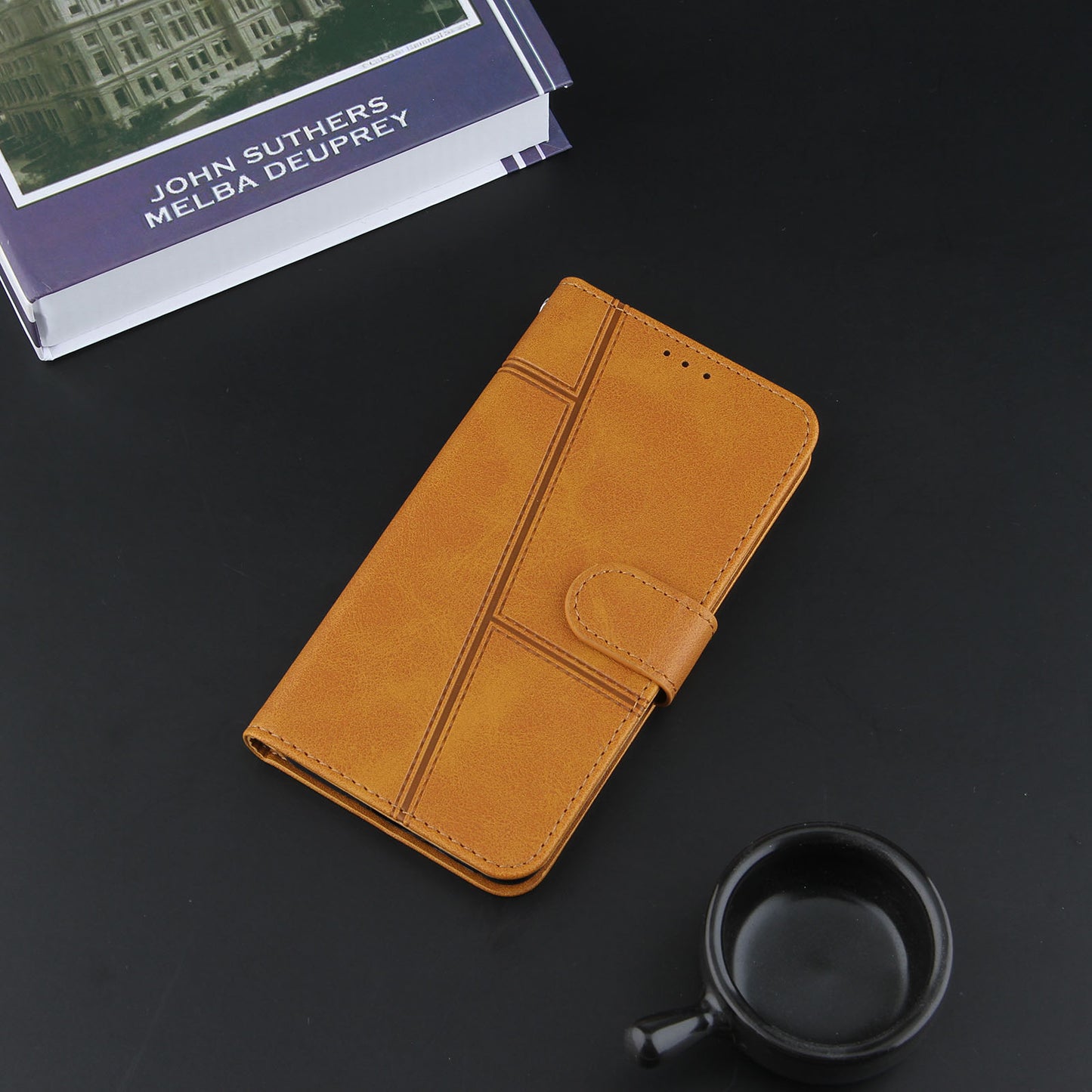 Full Protection Wallet Stand Design Concise Splicing Leather Phone Cover Case with Strap for Samsung Galaxy S20 FE 2022/S20 FE 4G/S20 FE 5G/S20 Lite - Brown