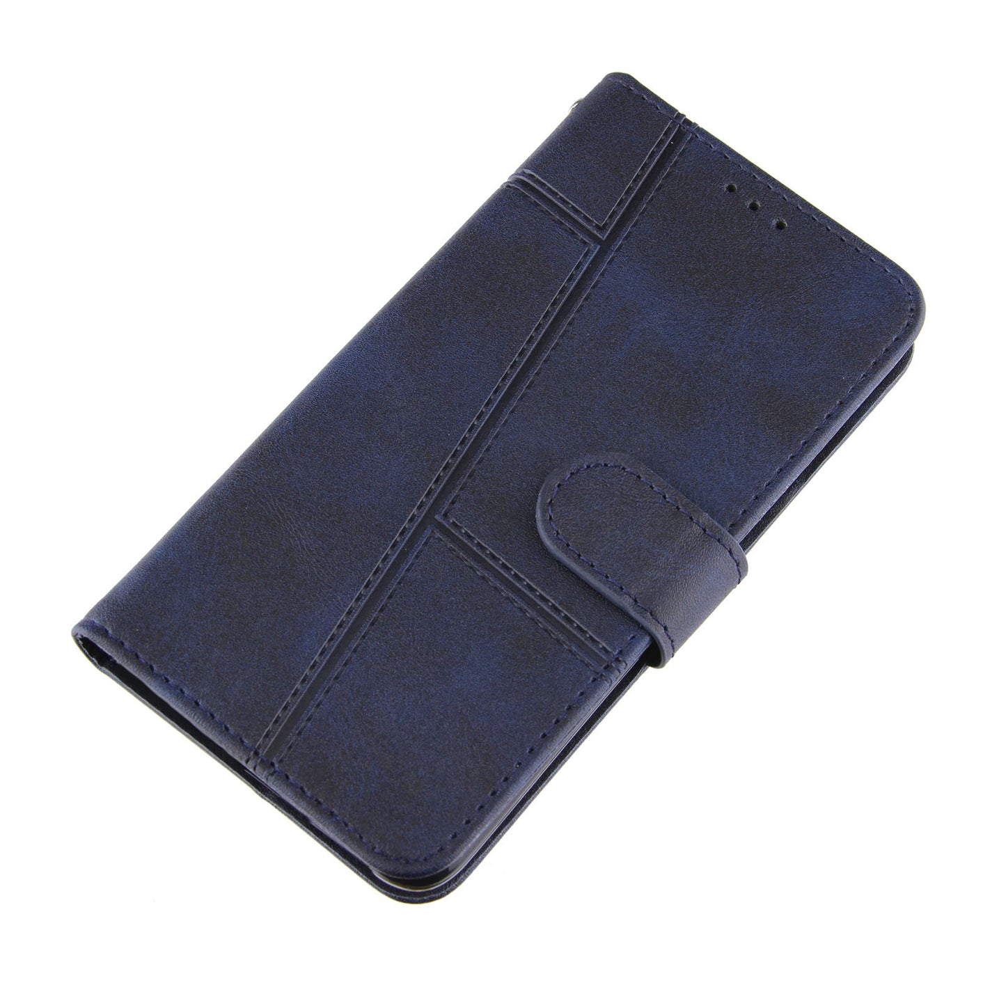 Full Protection Wallet Stand Design Concise Splicing Leather Phone Cover Case with Strap for Samsung Galaxy S20 FE 2022/S20 FE 4G/S20 FE 5G/S20 Lite - Blue