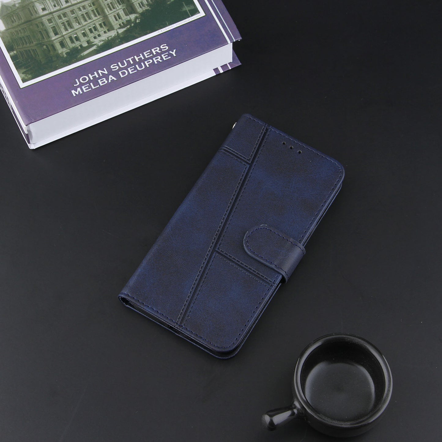 Full Protection Wallet Stand Design Concise Splicing Leather Phone Cover Case with Strap for Samsung Galaxy S20 FE 2022/S20 FE 4G/S20 FE 5G/S20 Lite - Blue