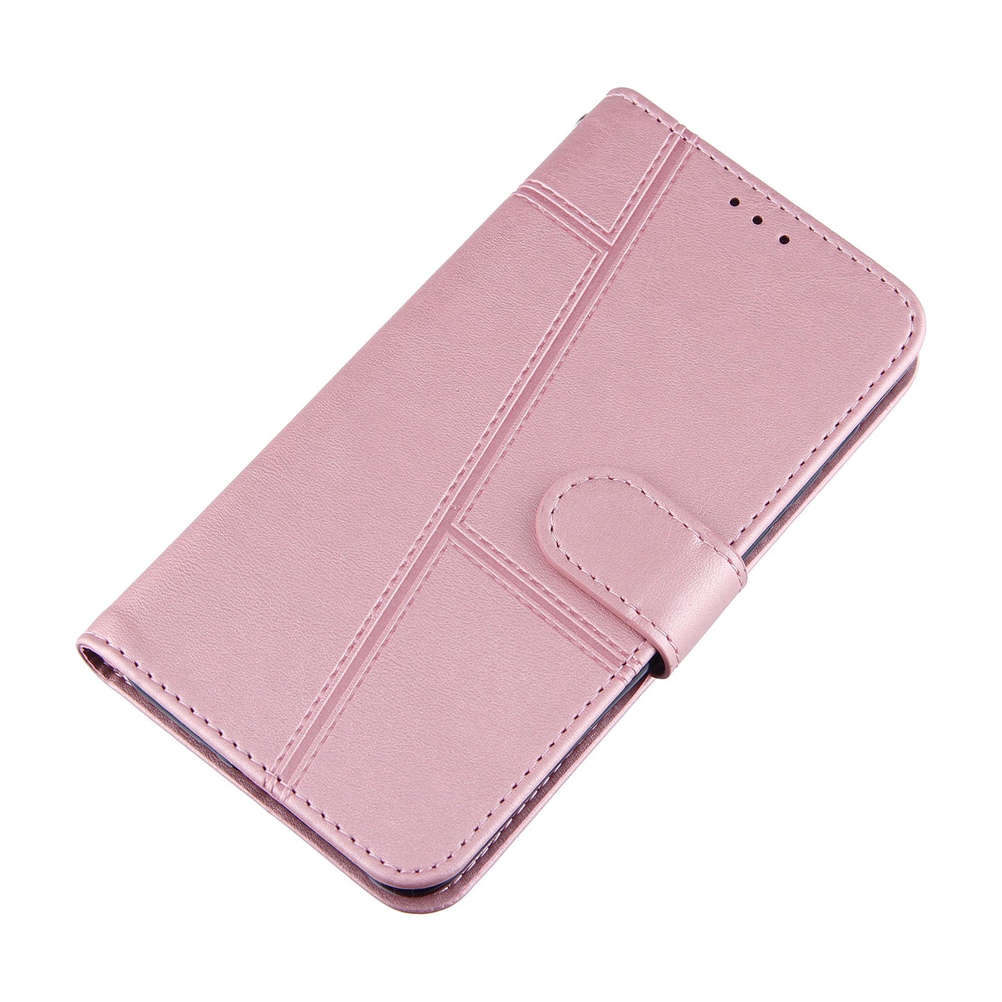 Full Protection Wallet Stand Design Concise Splicing Leather Phone Cover Case with Strap for Samsung Galaxy S20 FE 2022/S20 FE 4G/S20 FE 5G/S20 Lite - Pink
