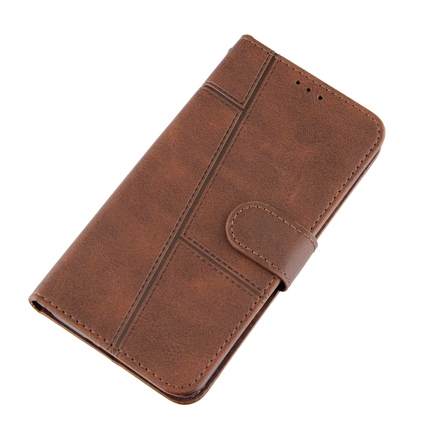 Full Protection Wallet Stand Design Concise Splicing Leather Phone Cover Case with Strap for Samsung Galaxy S20 FE 2022/S20 FE 4G/S20 FE 5G/S20 Lite - Coffee