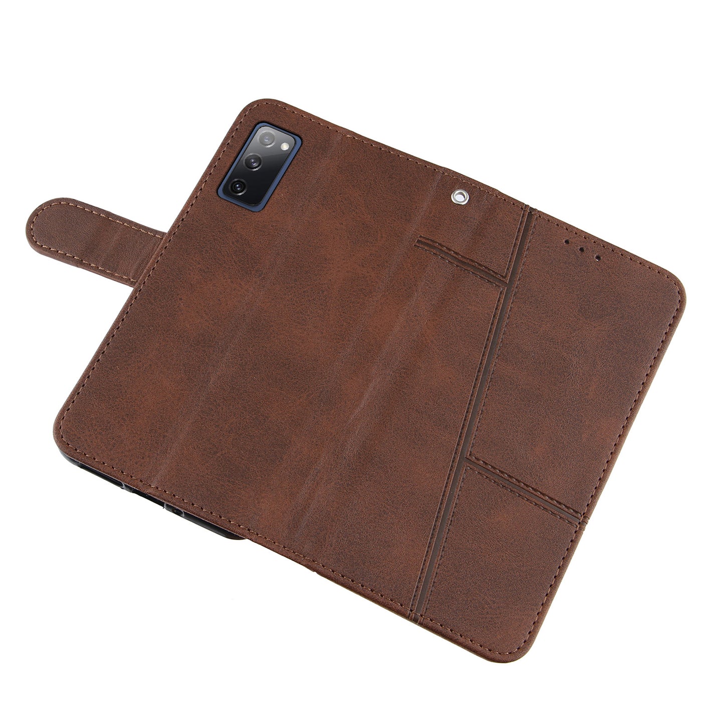 Full Protection Wallet Stand Design Concise Splicing Leather Phone Cover Case with Strap for Samsung Galaxy S20 FE 2022/S20 FE 4G/S20 FE 5G/S20 Lite - Coffee