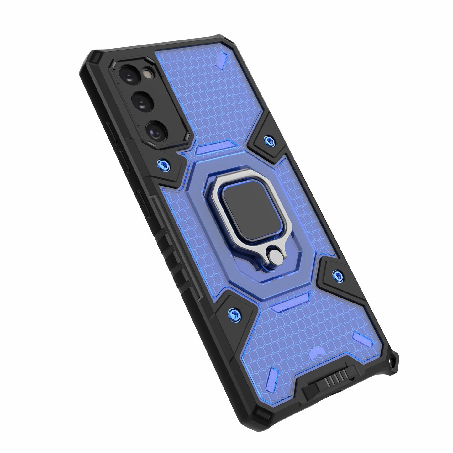 Tough Heavy PC+TPU Hybrid Kickstand Protective Phone Case with Holder Grip Magnetic Metal for Samsung Galaxy S20 FE 2022/S20 FE 4G/S20 FE 5G/S20 Lite - Blue