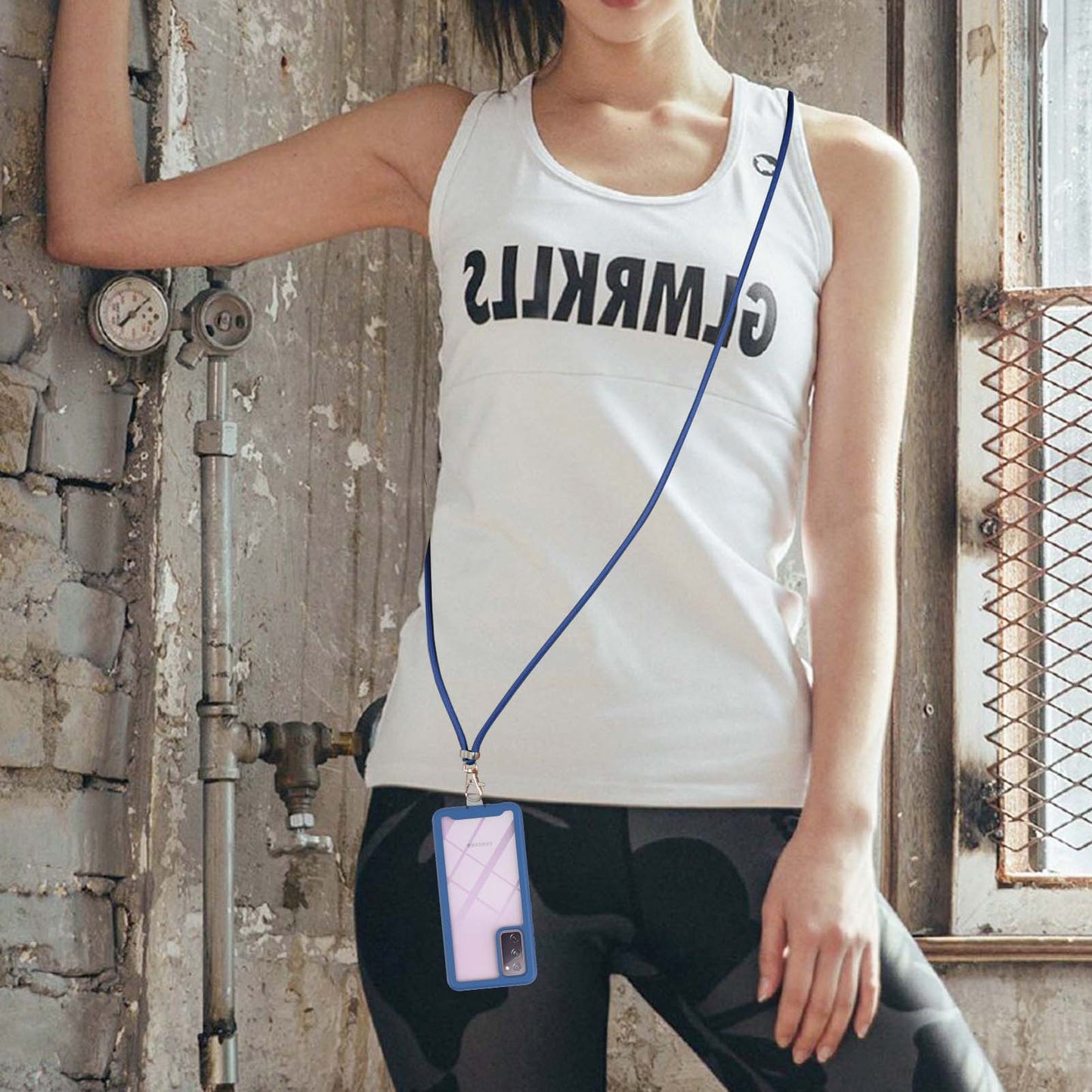 Heavy Duty Rugged Shockproof Hybrid Hard PC Soft TPU Protective Cover with Lanyard for Samsung Galaxy S20 FE 2022/S20 FE 4G/S20 FE 5G/S20 Lite - Blue