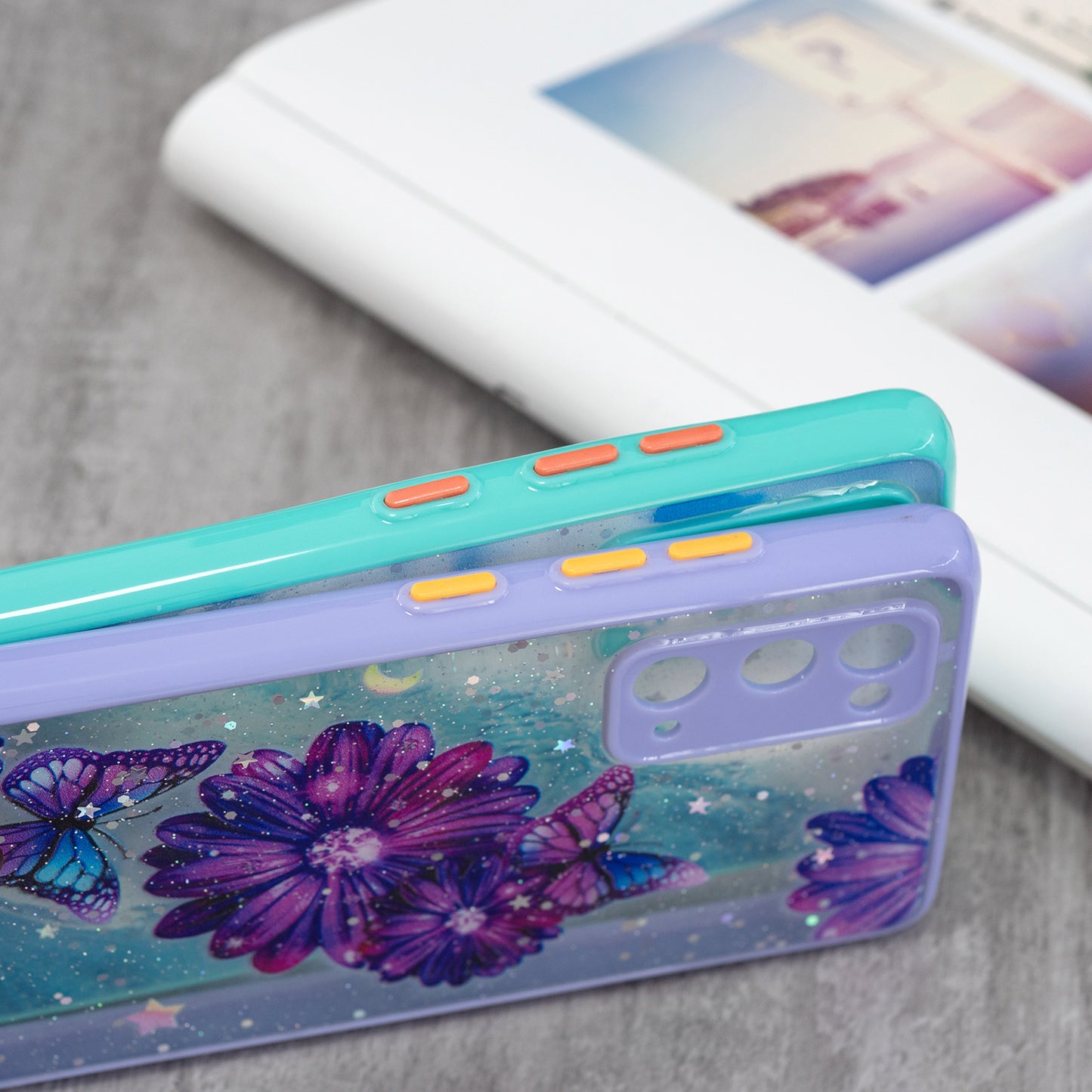 Full Body Protective Hybrid Dual Layer TPU + Acrylic Back Case Cover for Samsung Galaxy S20 FE 2022/S20 FE 4G/S20 FE 5G/S20 Lite - Blue Butterfly