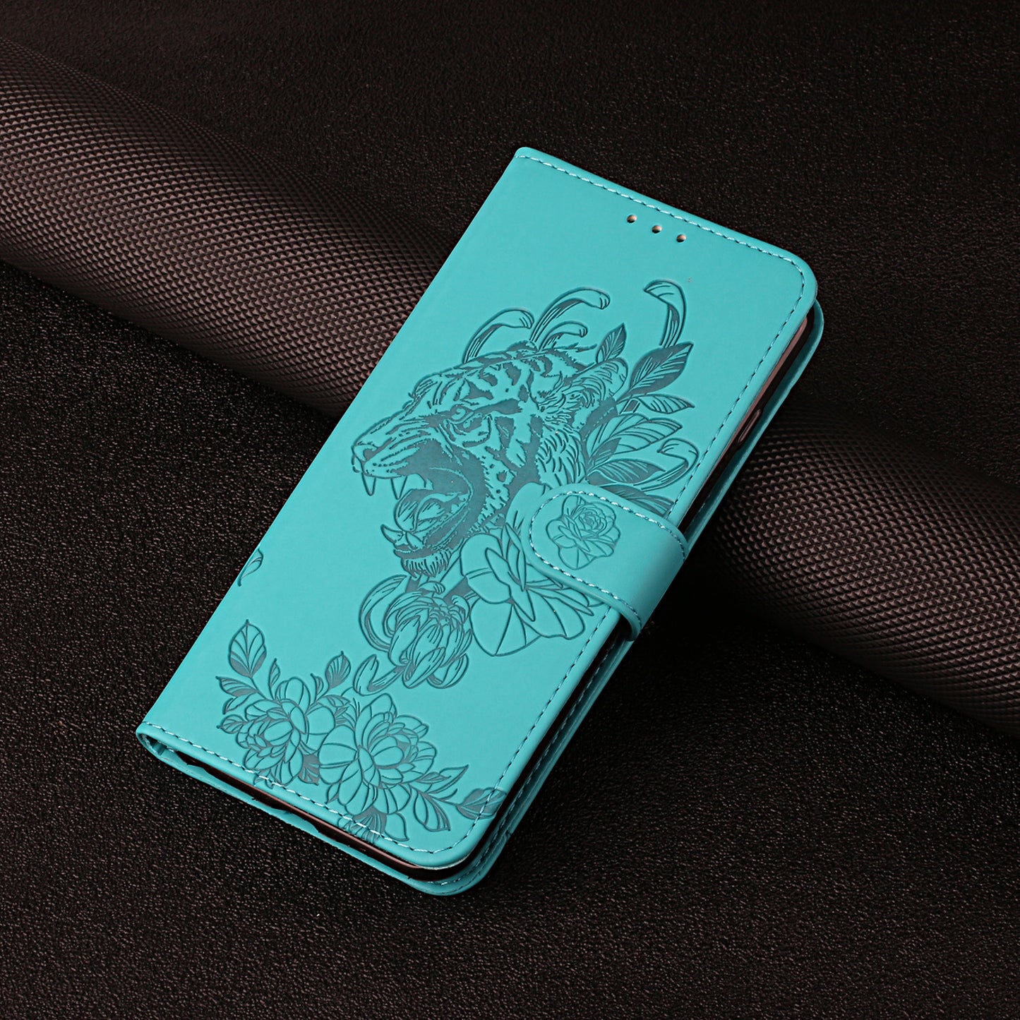 Tiger Head Pattern Imprinting Leather Wallet Stand Case for Samsung Galaxy S20 4G/S20 5G - Green