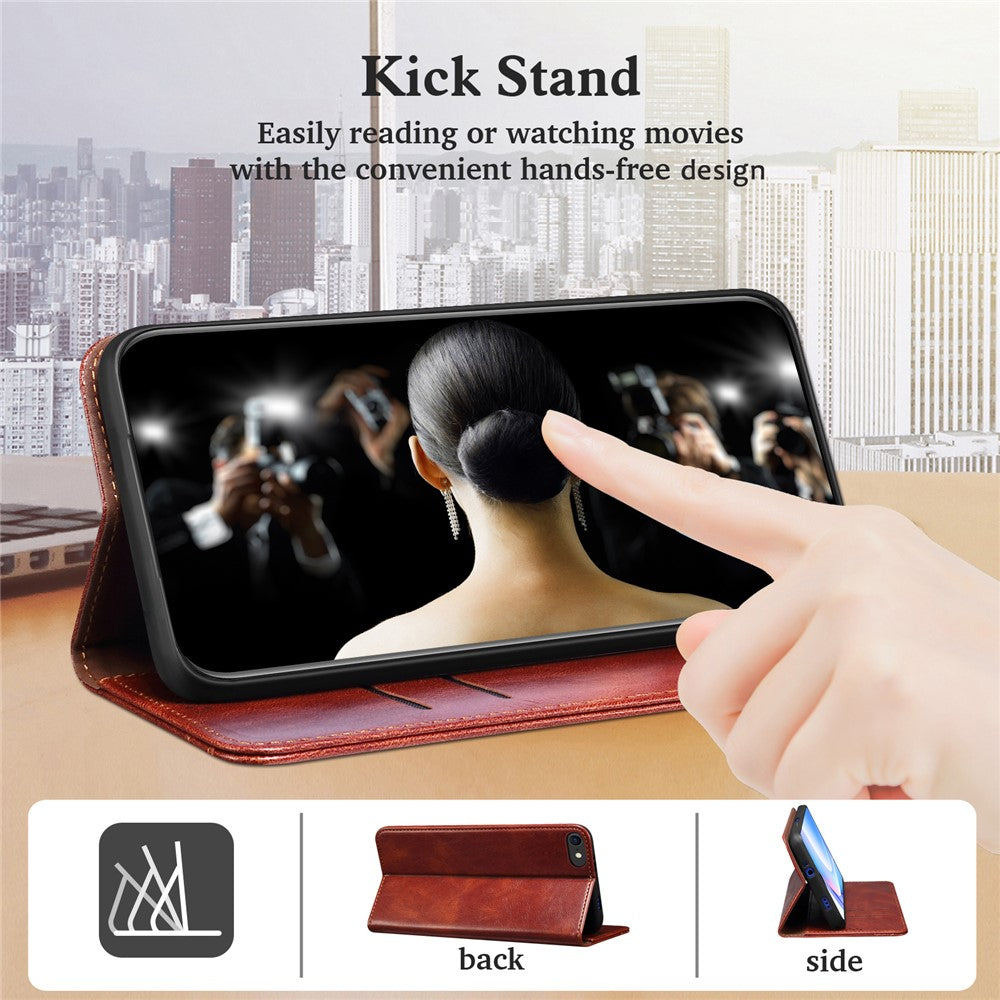 Leisure Style Waxy Crazy Horse Texture Protective Leather Case Cover for Samsung Galaxy M32 (Global Version) - Brown