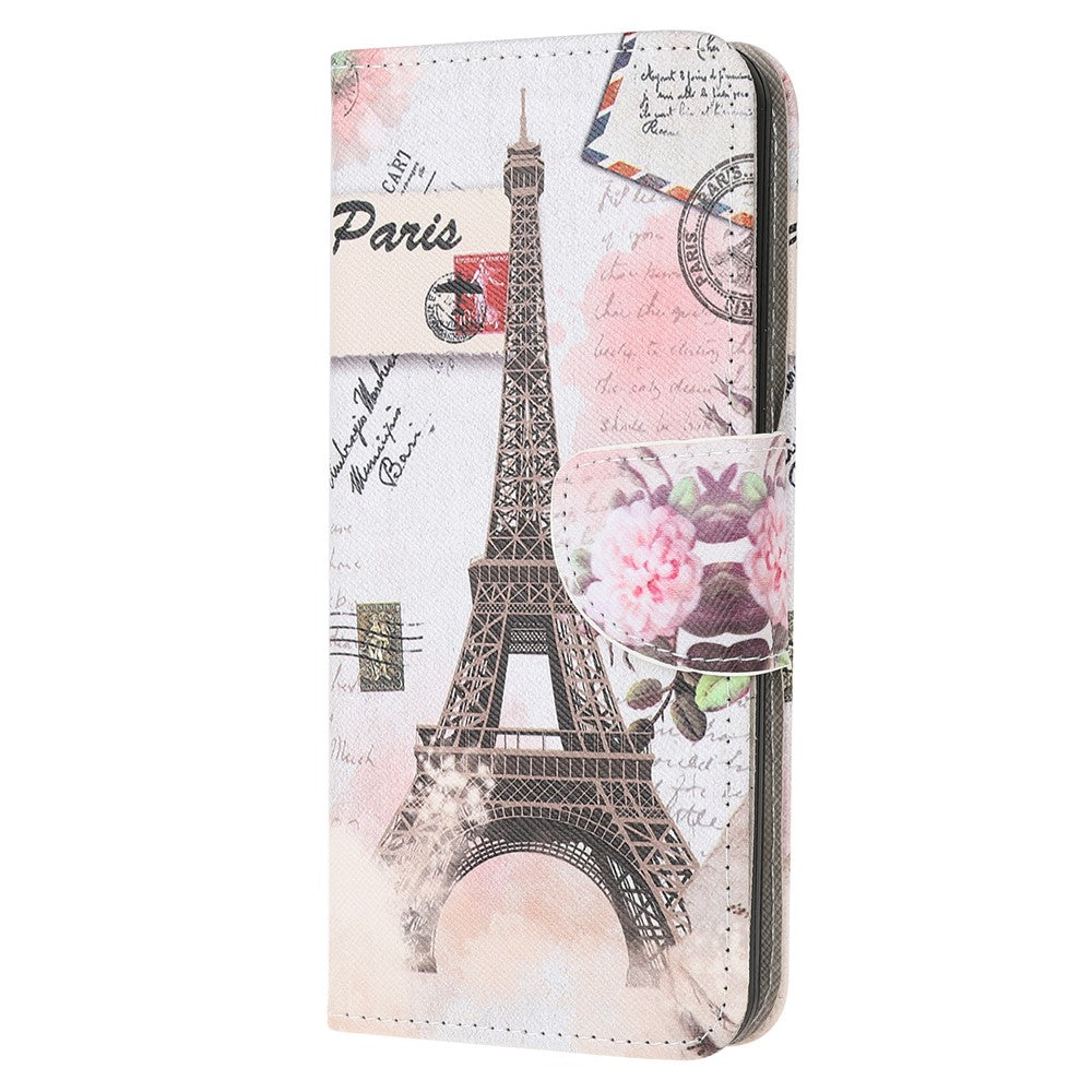 Cross Texture PU Leather Pattern Wallet Shockproof Folio Case with Kickstand Magnetic Closure for Samsung Galaxy M32 (Global Version) - Tower
