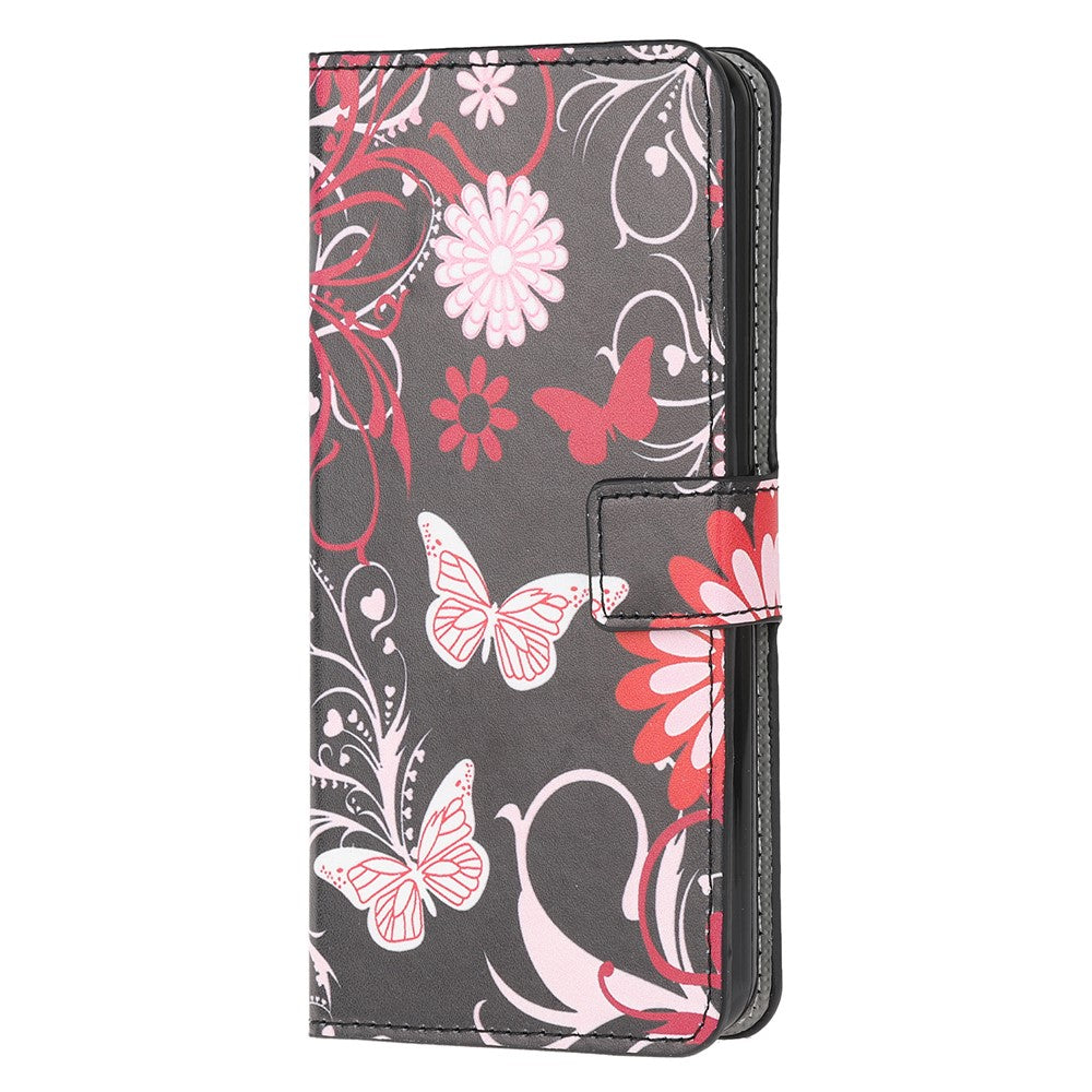 Anti-Scratch Shook-Proof Pattern Stand Feature Leather Magnetic Flip Case Wallet Cover for Galaxy M32 (Global Version) - Butterflies and Flowers