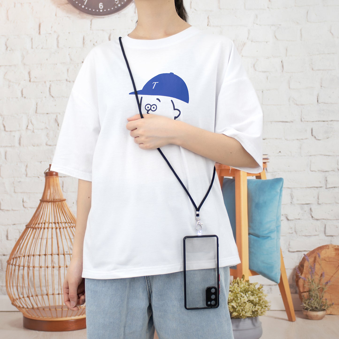 Transparent TPU + Acrylic Back Phone Cover Shell with Lanyard for Samsung Galaxy S20 FE 2022/S20 FE 4G/S20 FE 5G/S20 Lite - Black