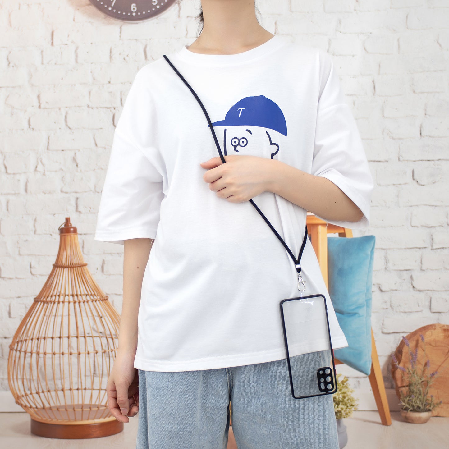 Heavy Duty TPU Acrylic Hybrid Shockproof Bumper Case with Lanyard for Samsung Galaxy S20 Plus / S20 Plus 5G - Black