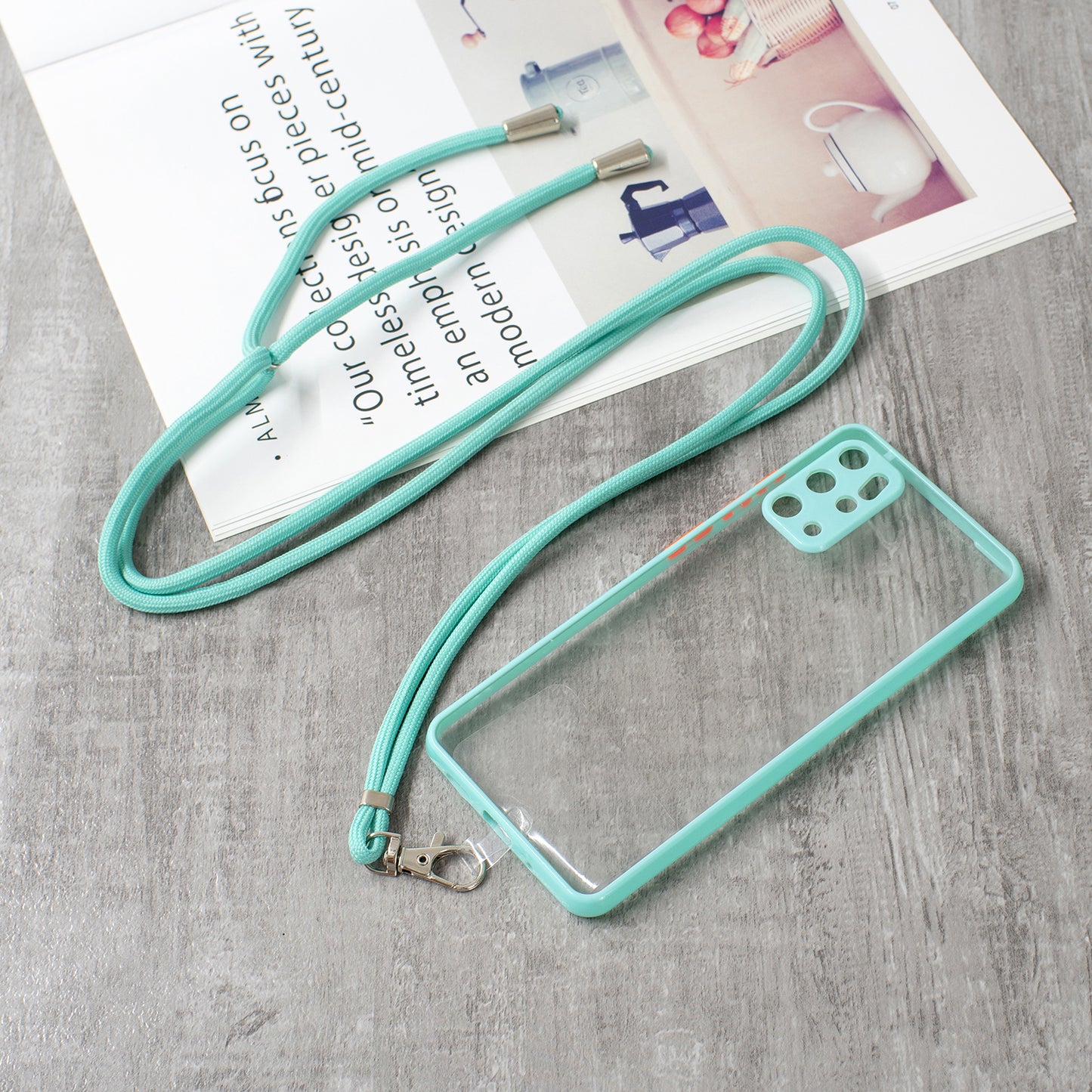 Heavy Duty TPU Acrylic Hybrid Shockproof Bumper Case with Lanyard for Samsung Galaxy S20 Plus / S20 Plus 5G - Green