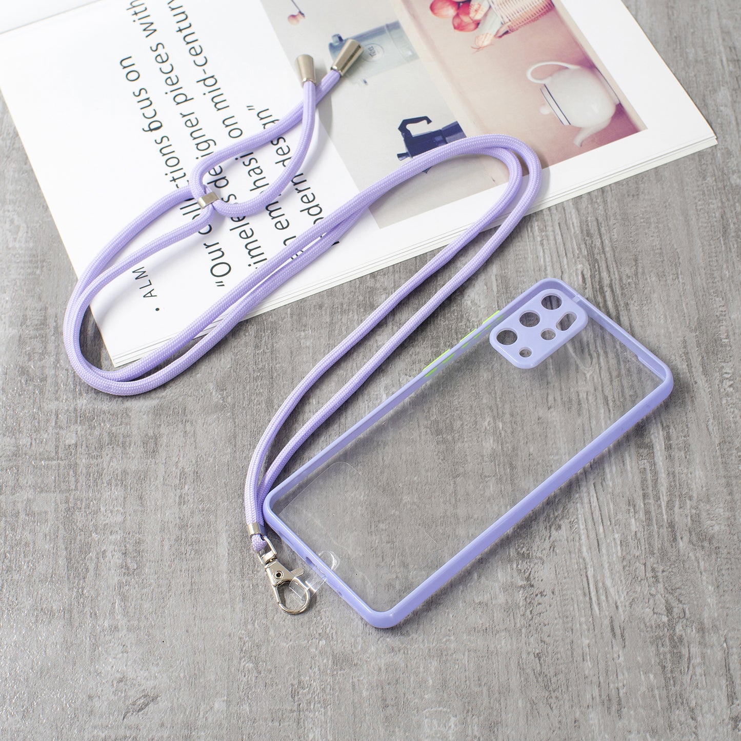 Heavy Duty TPU Acrylic Hybrid Shockproof Bumper Case with Lanyard for Samsung Galaxy S20 Plus / S20 Plus 5G - Purple