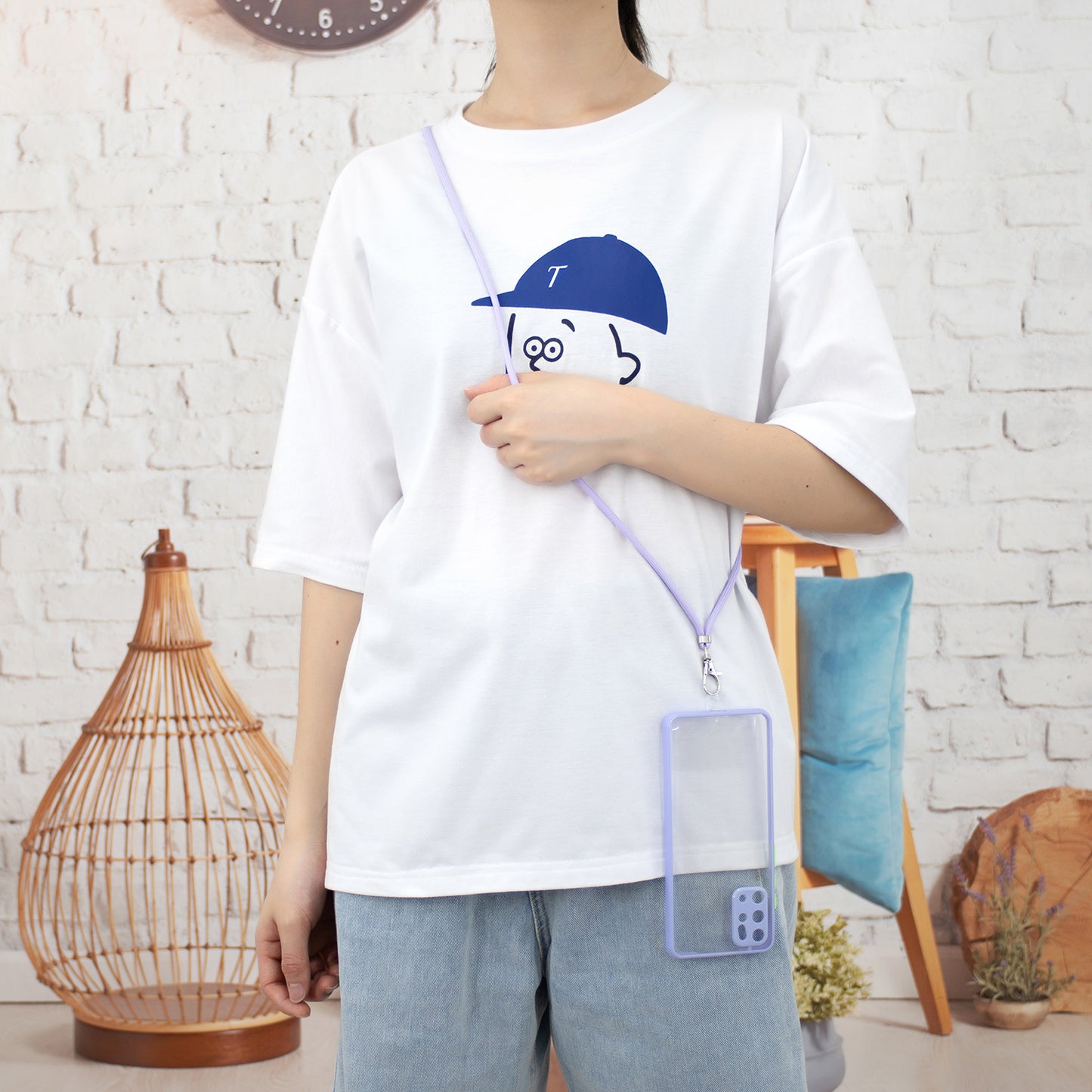 Heavy Duty TPU Acrylic Hybrid Shockproof Bumper Case with Lanyard for Samsung Galaxy S20 Plus / S20 Plus 5G - Purple