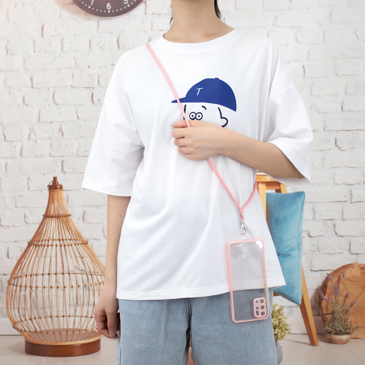 Heavy Duty TPU Acrylic Hybrid Shockproof Bumper Case with Lanyard for Samsung Galaxy S20 Plus / S20 Plus 5G - Pink