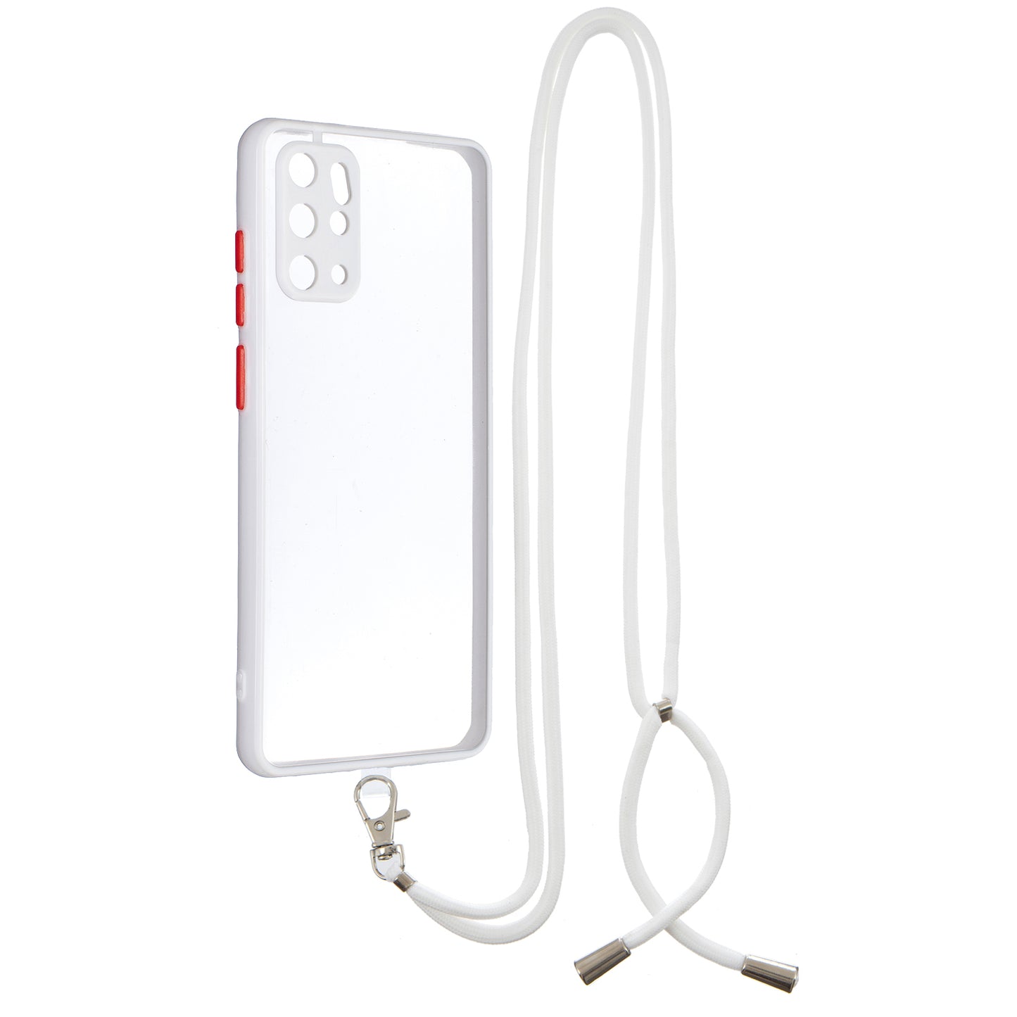 Heavy Duty TPU Acrylic Hybrid Shockproof Bumper Case with Lanyard for Samsung Galaxy S20 Plus / S20 Plus 5G - White