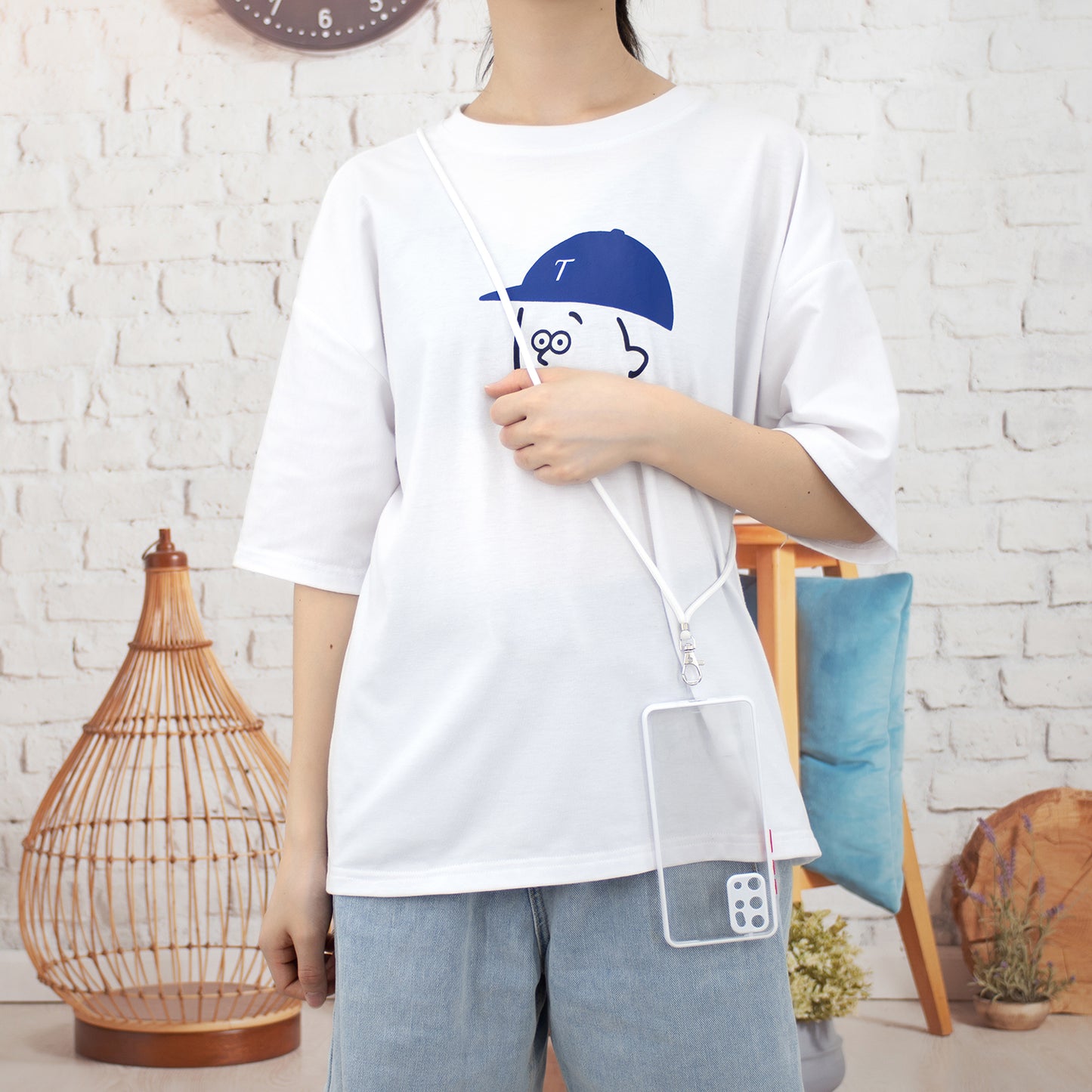 Heavy Duty TPU Acrylic Hybrid Shockproof Bumper Case with Lanyard for Samsung Galaxy S20 Plus / S20 Plus 5G - White