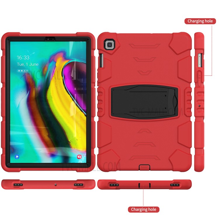 King Kong Series Hybrid Shockproof Tablet Case with Kickstand for Samsung Galaxy Tab S5e SM-T720 / SM-T725 - Red/Black
