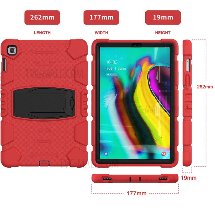 King Kong Series Hybrid Shockproof Tablet Case with Kickstand for Samsung Galaxy Tab S5e SM-T720 / SM-T725 - Red/Black