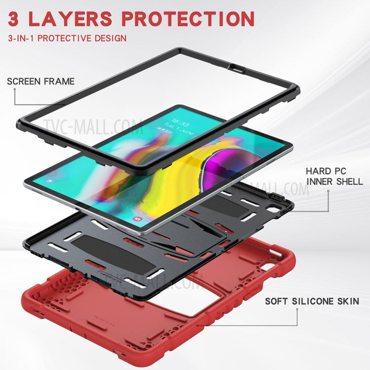 King Kong Series Hybrid Shockproof Tablet Case with Kickstand for Samsung Galaxy Tab S5e SM-T720 / SM-T725 - Red/Black