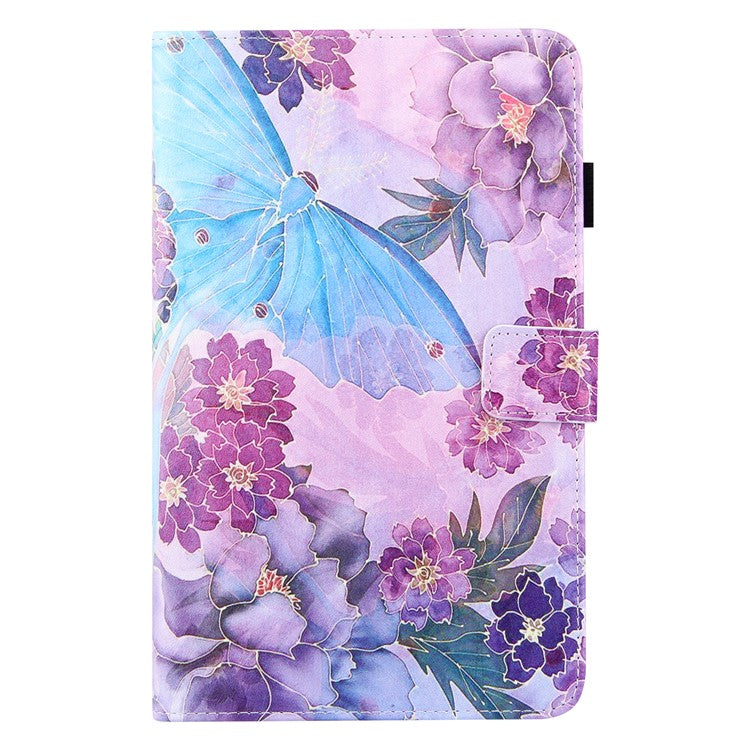 Silk Pattern Multiple Viewing Angles Shockproof Tablet Case Shell Stand Cover for Samsung Galaxy Tab A7 Lite 8.7-inch / SM-T220 (Wi-Fi) / SM-T225 - Peony/Butterfly