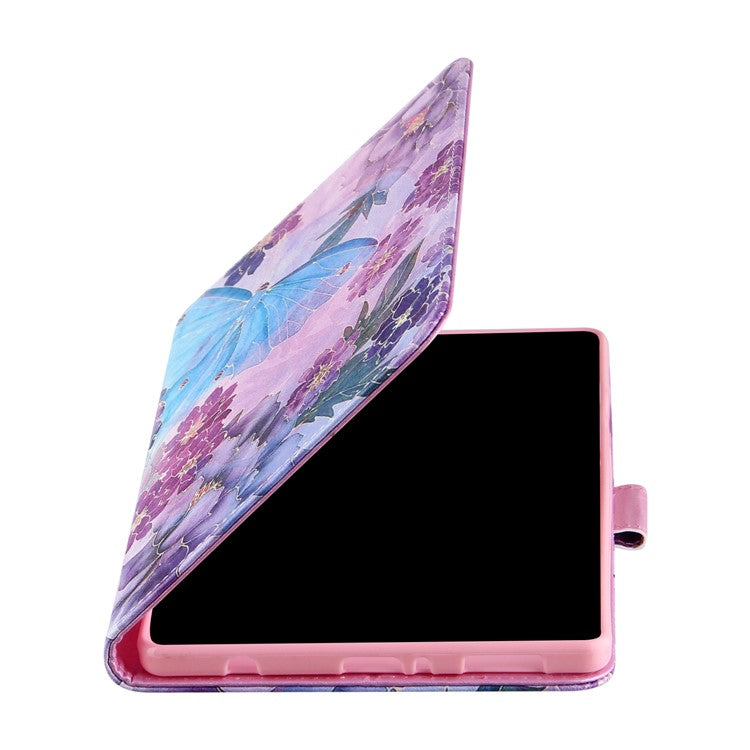 Silk Pattern Multiple Viewing Angles Shockproof Tablet Case Shell Stand Cover for Samsung Galaxy Tab A7 Lite 8.7-inch / SM-T220 (Wi-Fi) / SM-T225 - Peony/Butterfly