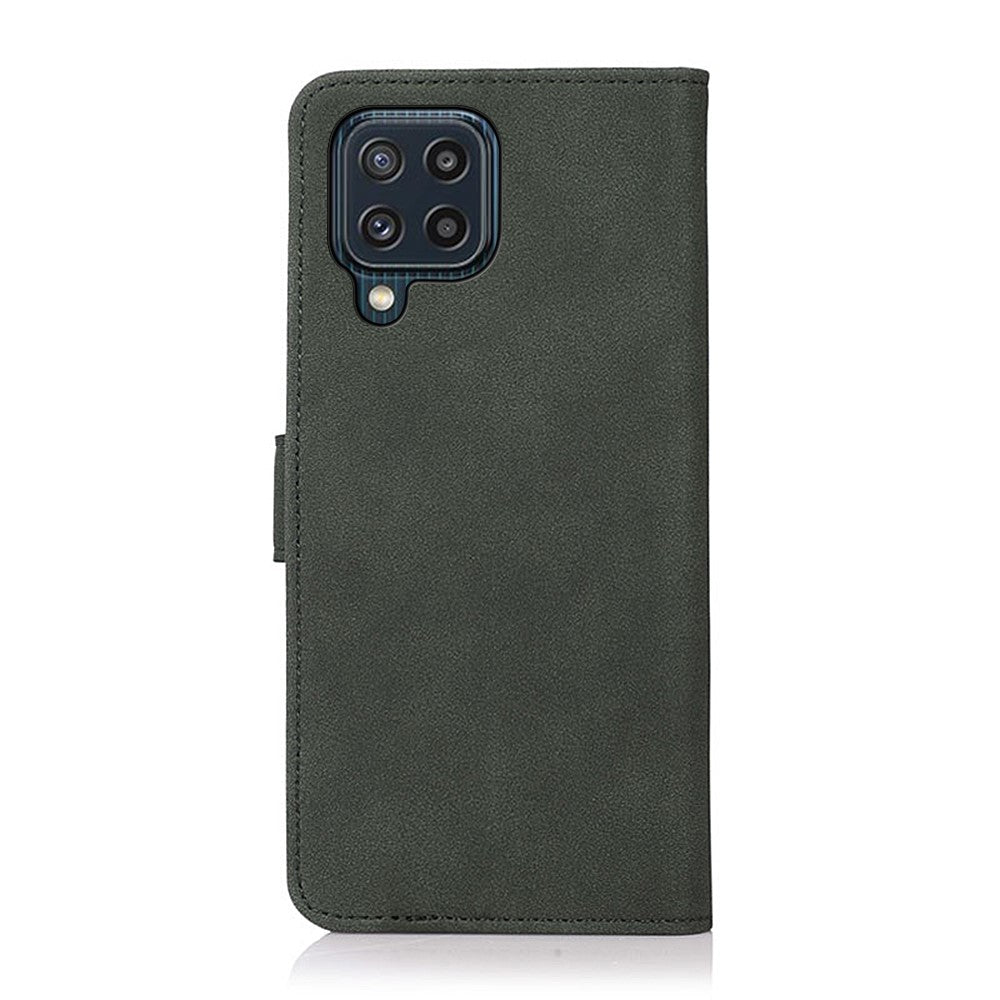 KHAZNEH Drop-proof PU Leather Phone Wallet Cover Case with Stand for Samsung Galaxy M32 (Global Version) - Green