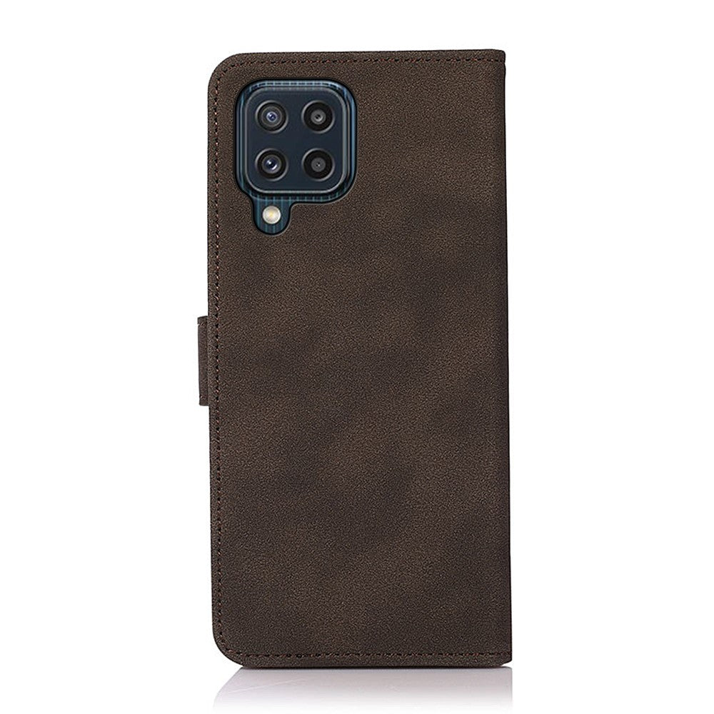 KHAZNEH Drop-proof PU Leather Phone Wallet Cover Case with Stand for Samsung Galaxy M32 (Global Version) - Brown
