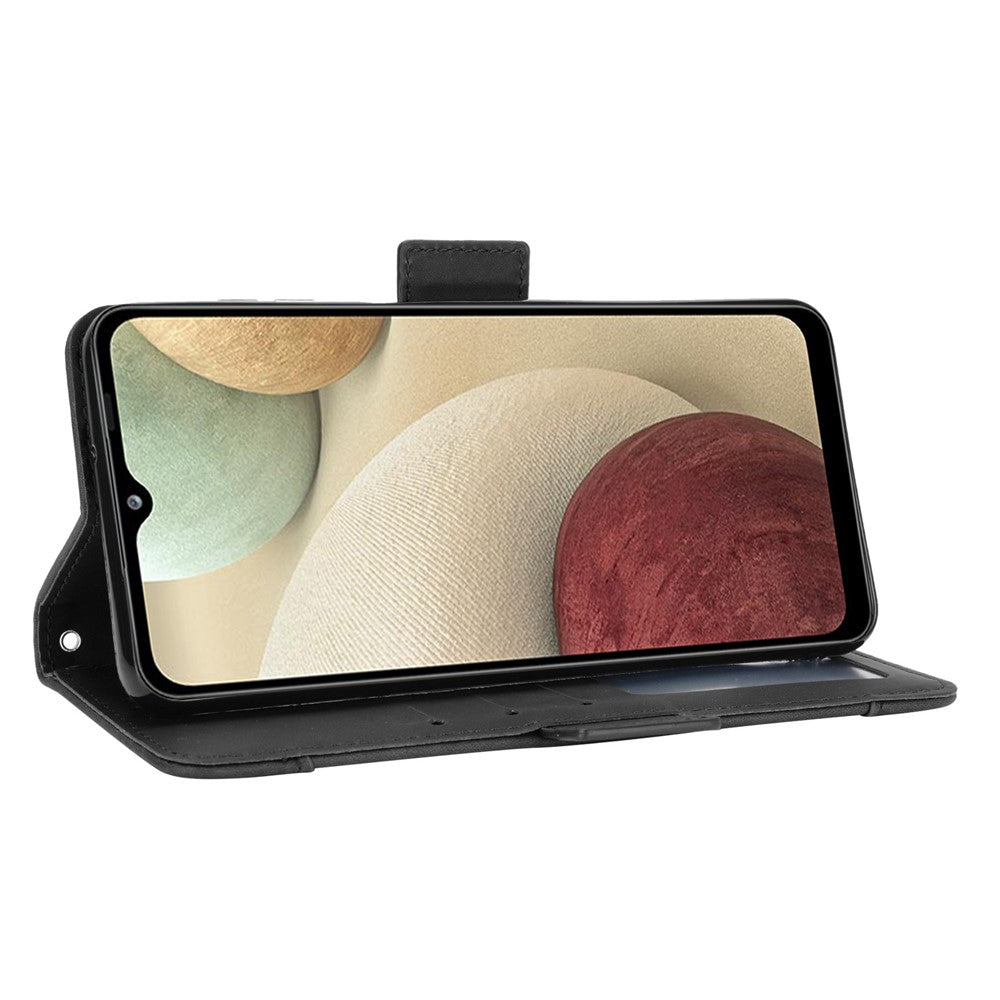 Wallet Design Phone Cover Stand Case with Multiple Card Slots for Samsung Galaxy M32 (Global Version) - Black