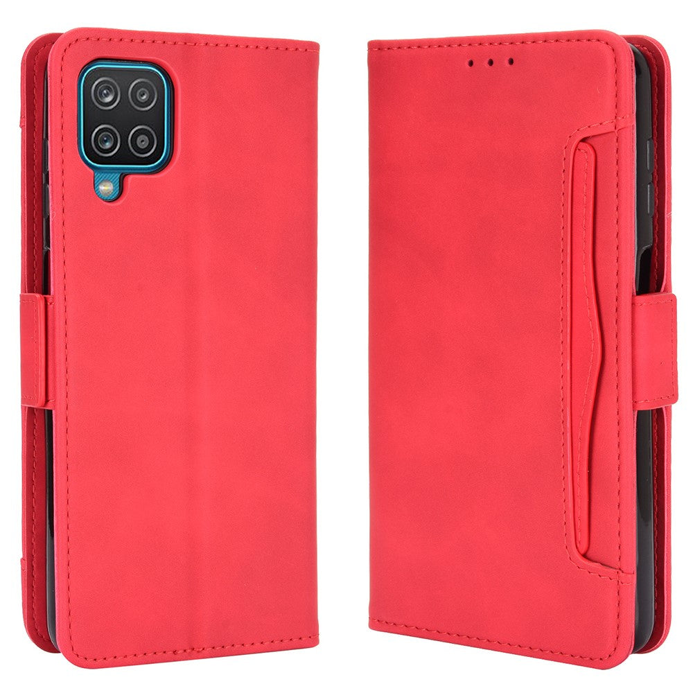 Wallet Design Phone Cover Stand Case with Multiple Card Slots for Samsung Galaxy M32 (Global Version) - Red