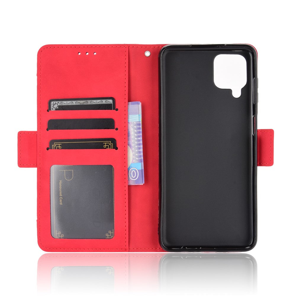 Wallet Design Phone Cover Stand Case with Multiple Card Slots for Samsung Galaxy M32 (Global Version) - Red