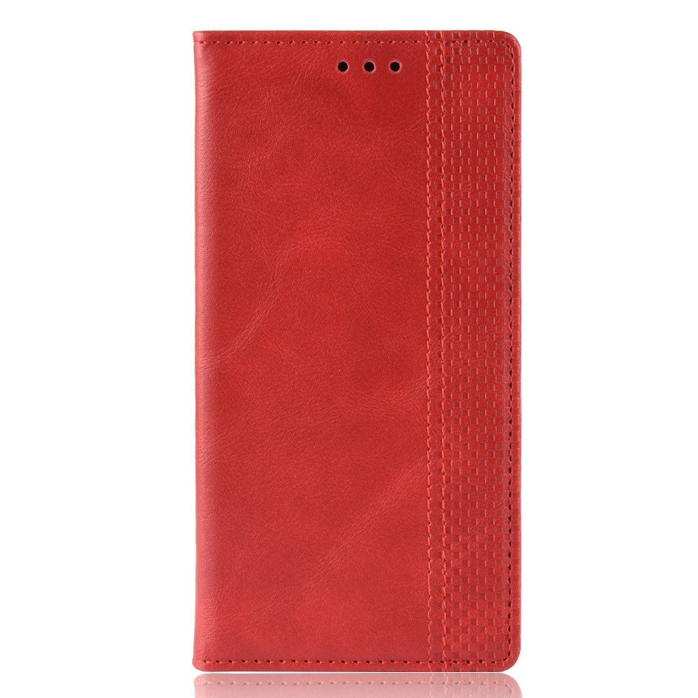 Retro Style Magnetic Closure Leather Wallet Phone Stand Case for Samsung Galaxy M32 (Global Version) - Red